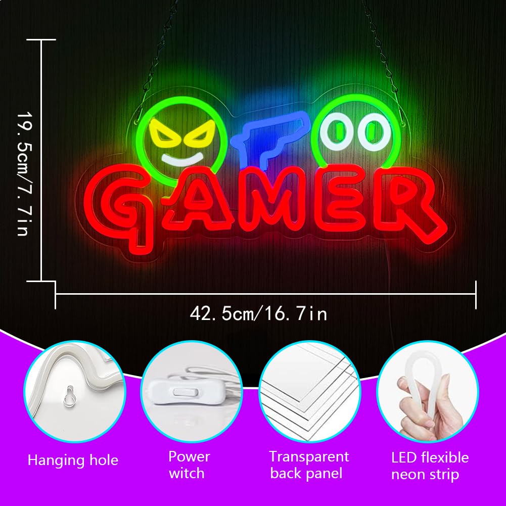 Gamer Neon Sign LED Wall Light - Party Games Birthday 评论和价格