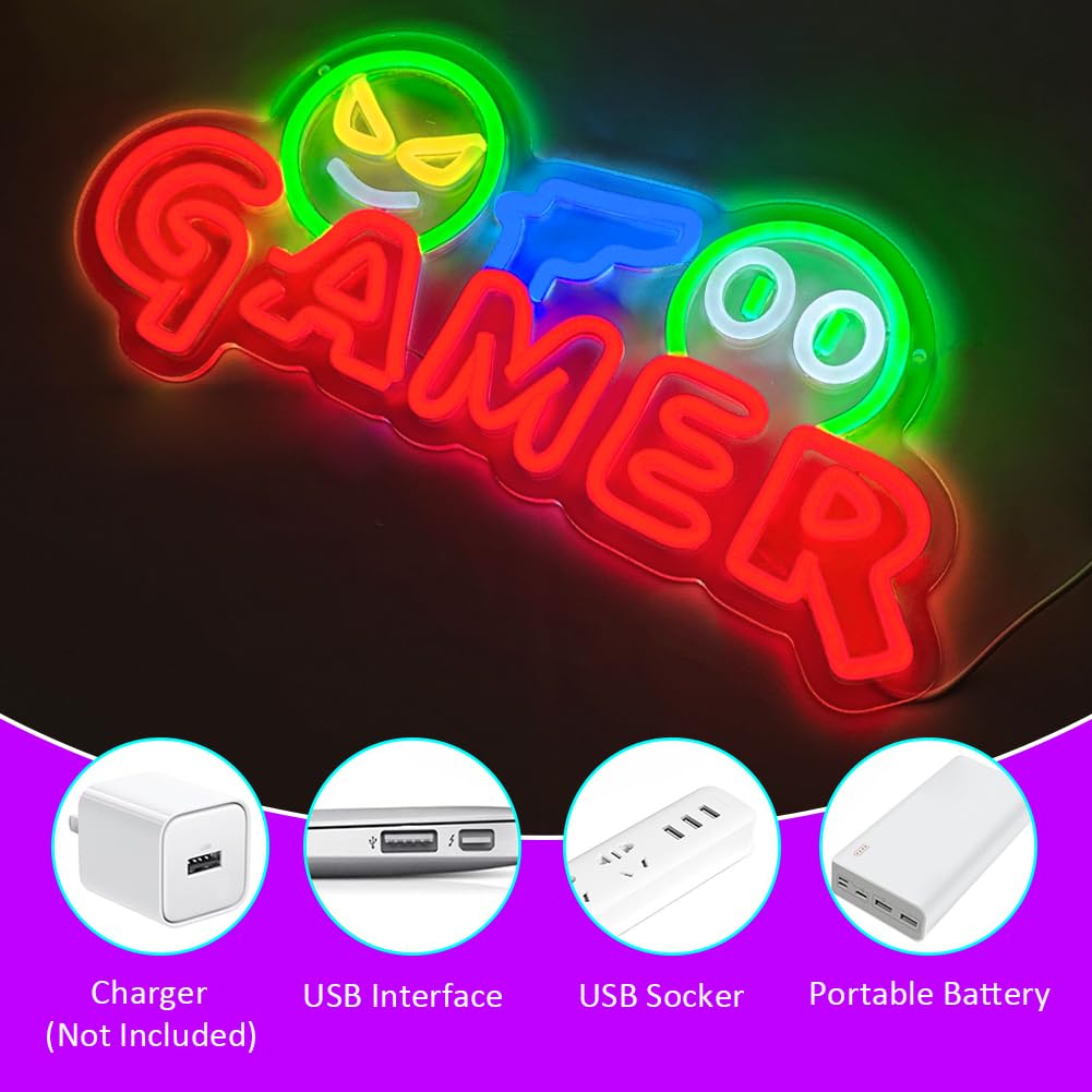 Gamer Neon Sign LED Wall Light - Party Games Birthday 评论和价格