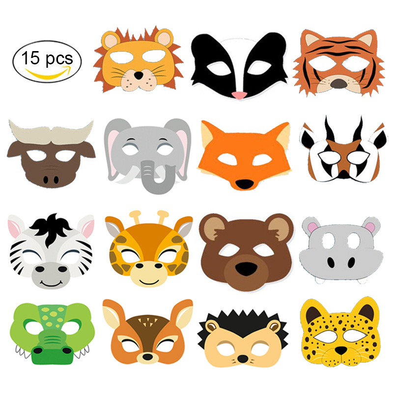 15pcs/set Animal Masks Jungle  - Zoo Party Games 评论和价格